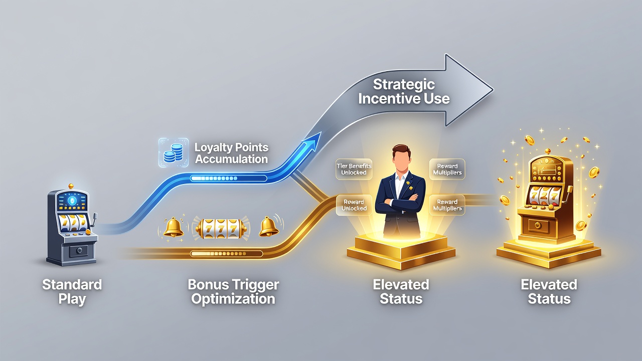 Infographic detailing tier progression ladders alongside incentive types including cashback, free spins, and VIP lounge access