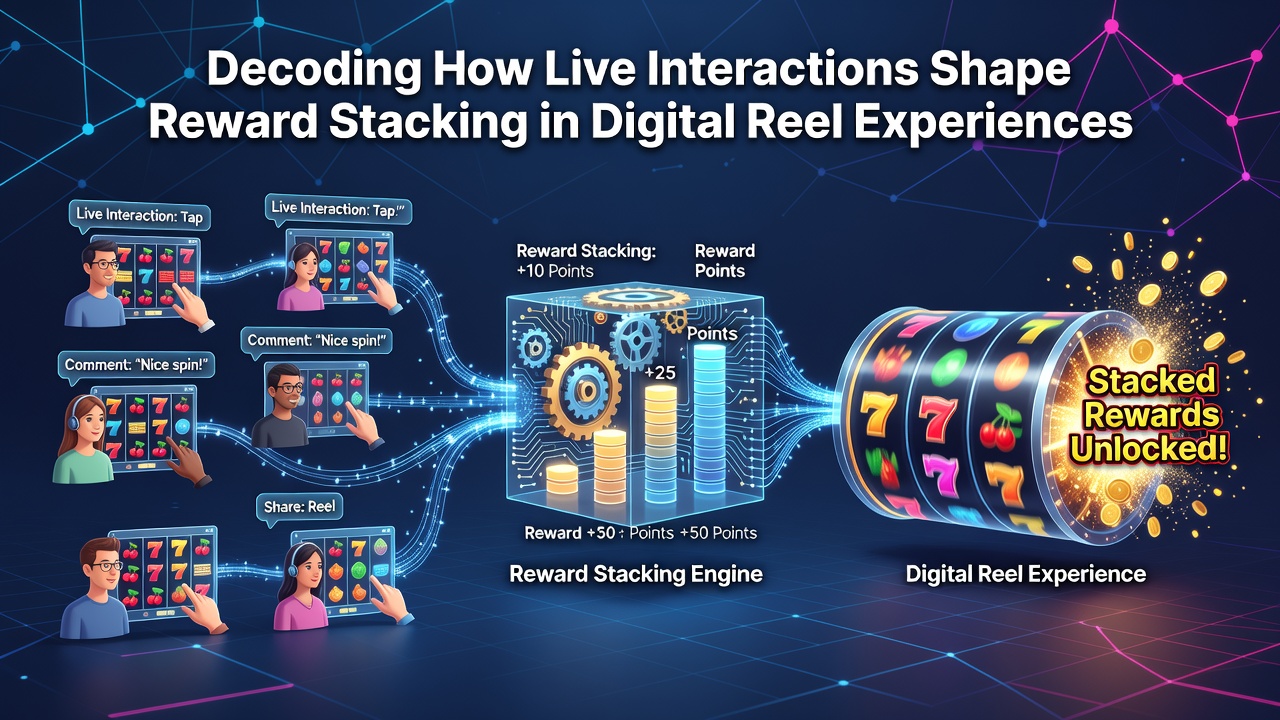 Split-screen view of live dealer integration with digital reels displaying stacked bonus meters and real-time player notifications