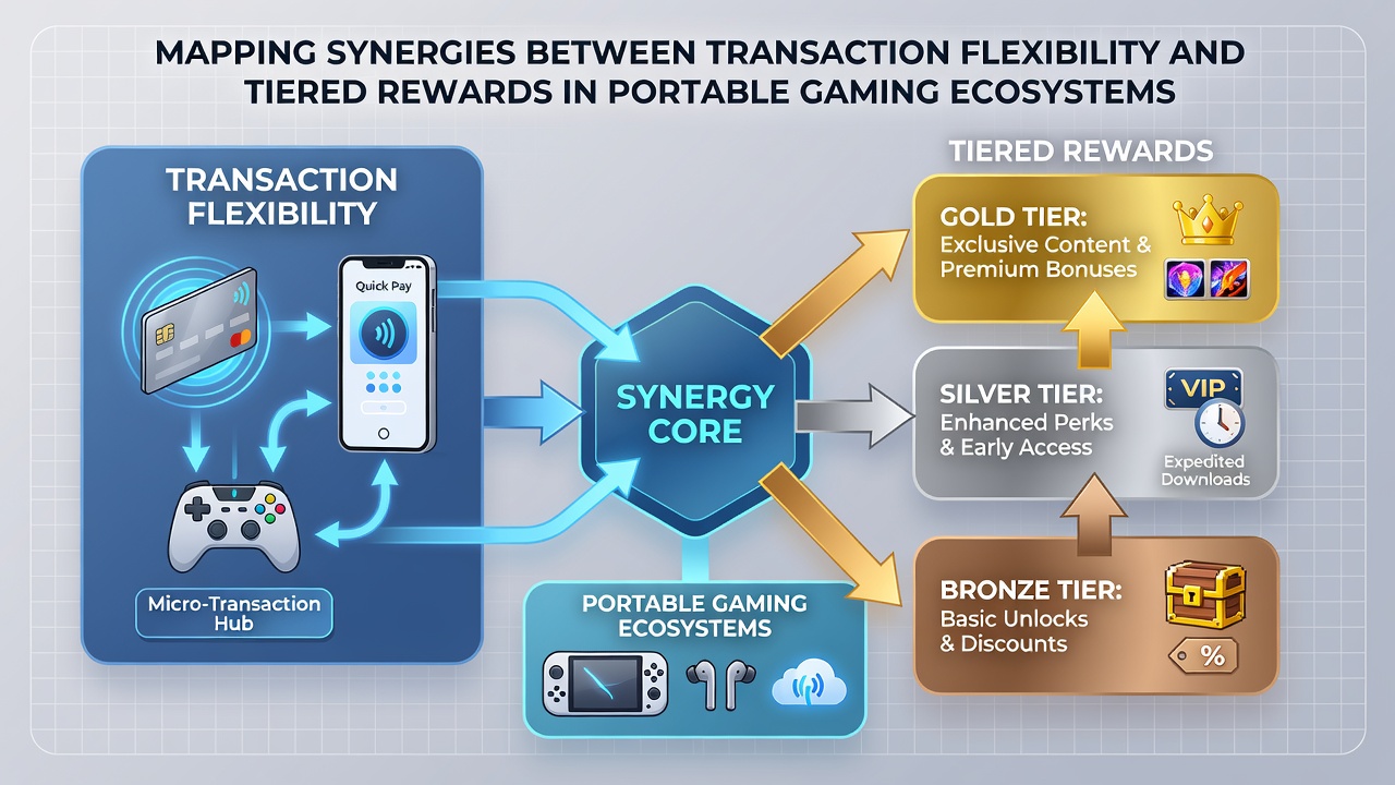 Diagram depicting data flows between flexible payment gateways and reward tier dashboards in gaming apps