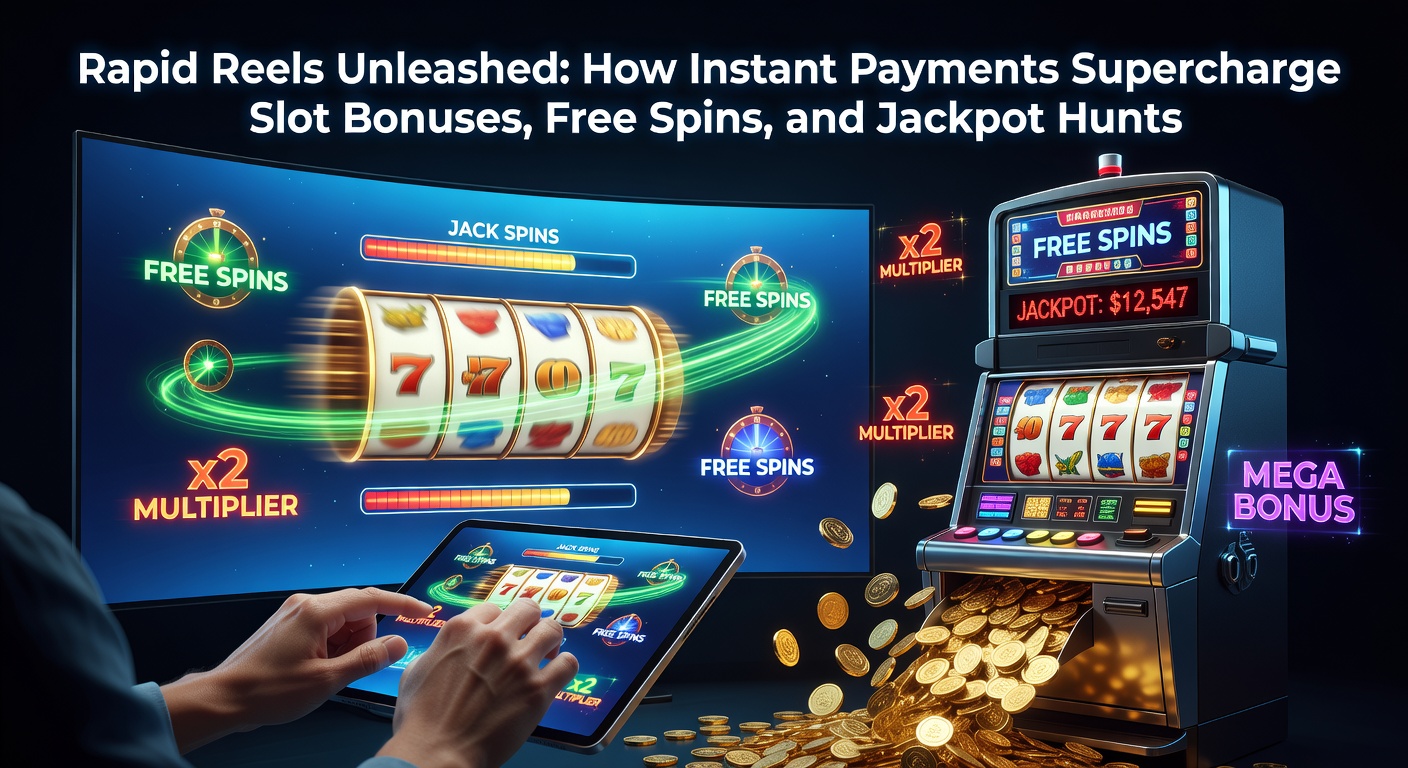 Dynamic graphic of progressive jackpot meter filling rapidly on a mobile screen, with instant payment icons and free spin symbols exploding in the background