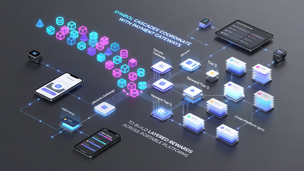 Mobile payment gateway dashboard displaying layered reward tiers triggered by symbol cascades