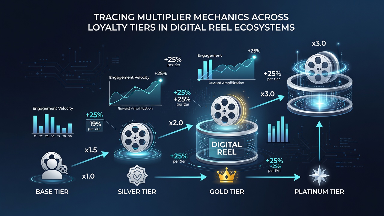 Infographic illustrating how loyalty multipliers activate during bonus rounds on digital reels